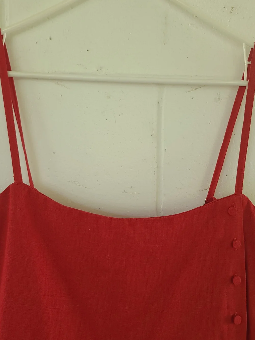 Abercrombie & Fitch Linen-Blend Button Dress Skort Vivid Red Size LG NWT